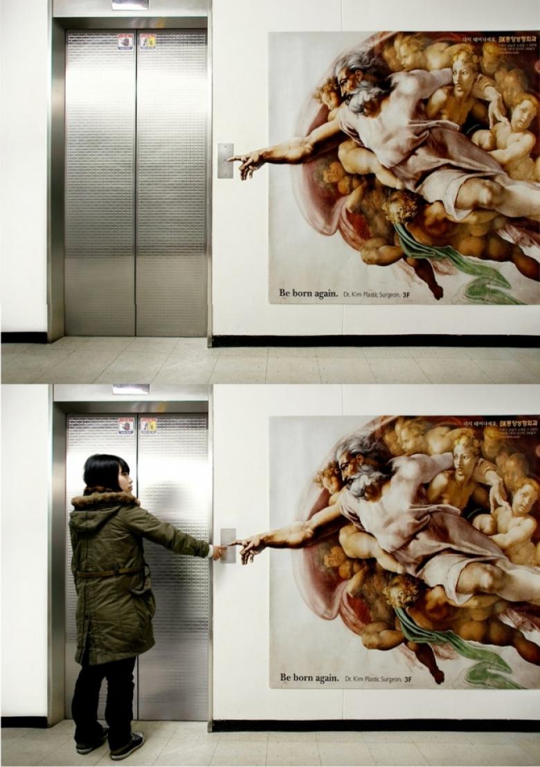 Bu resmi sanatçı, asansör için yapmış adeta