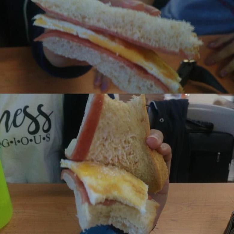 7. Yandan bakınca bol malzemeli görünen sandviç