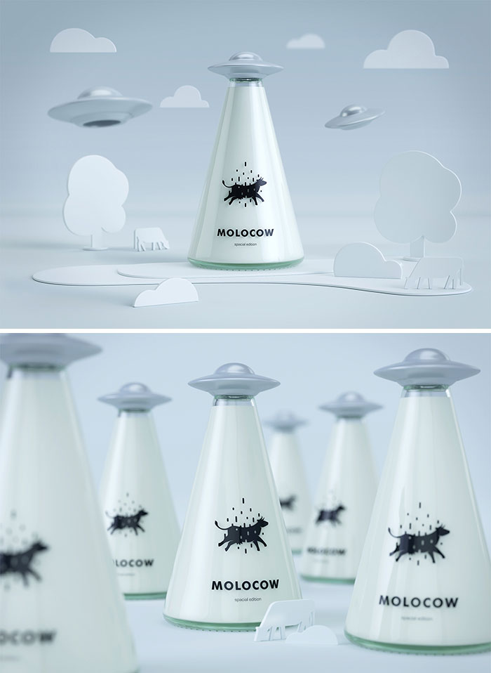 16. Kapağı bir uzay gemisi şeklinde tasarlanan basit ama güzel bir süt şişesi