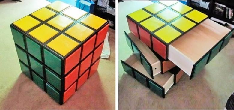9. Rubik küp tasarımlı komidin